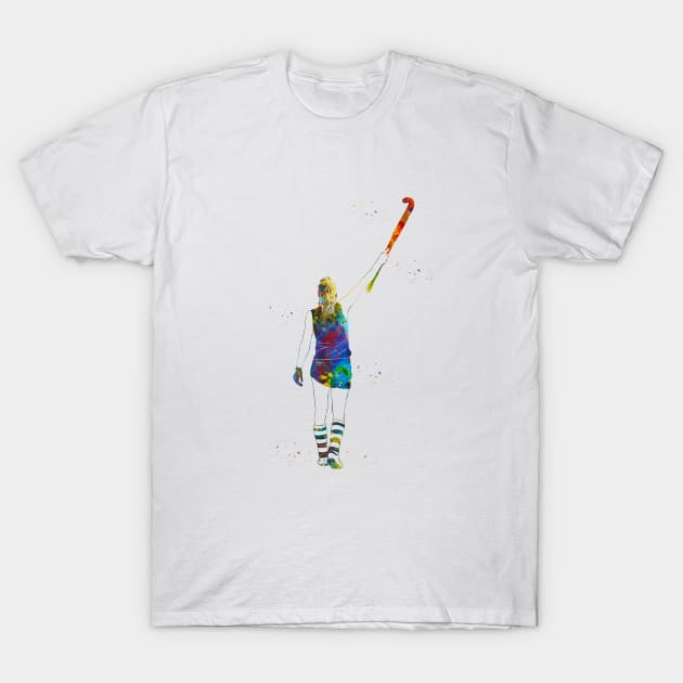 Field Hockey Player Girl T-Shirt by erzebeth